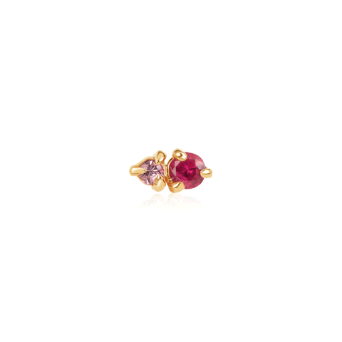 Ruby and Pink Sapphire Prong Stud