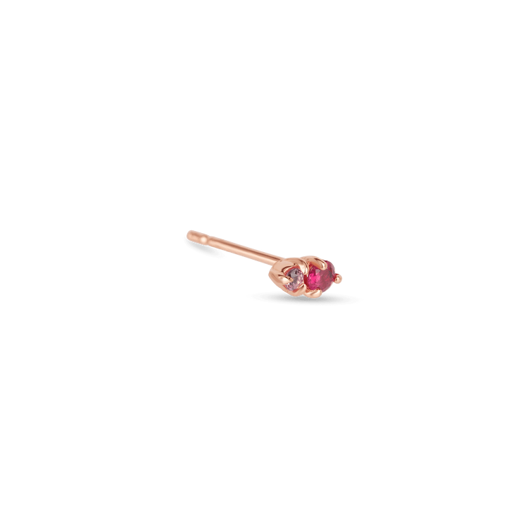 Ruby and Pink Sapphire Prong Stud