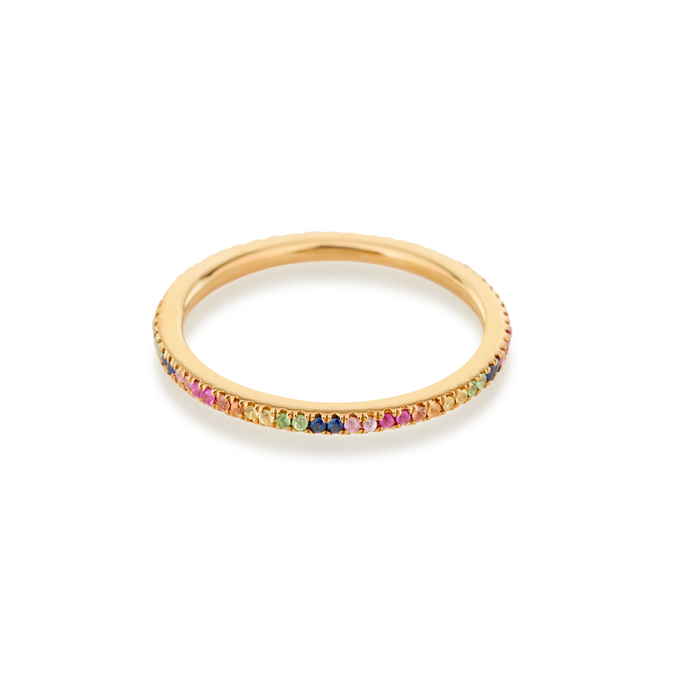 Rainbow Sapphire Pave Eternity Band