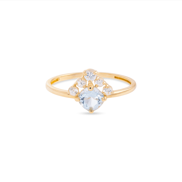 Sapphire Crowned Aquamarine Ring