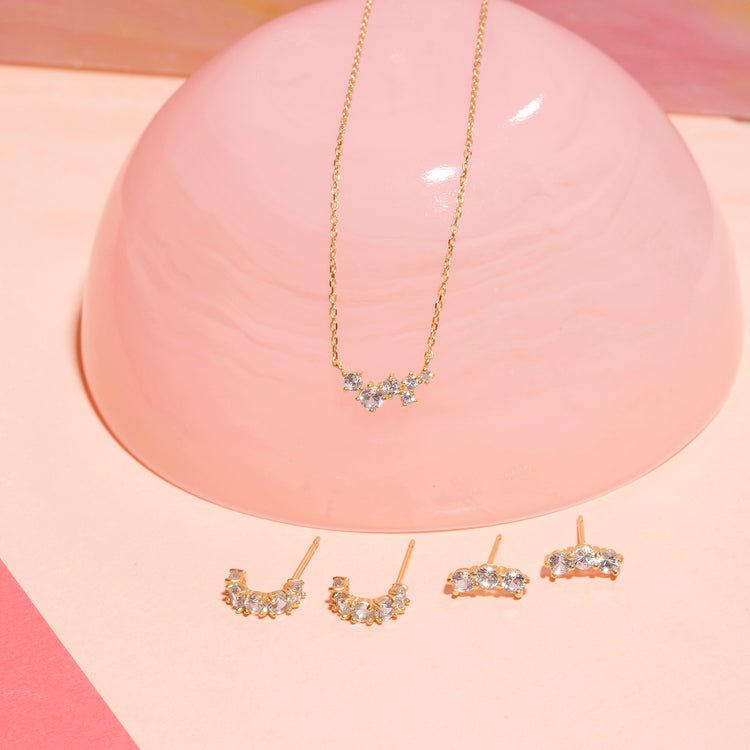 Sapphire Shimmer Cluster Necklace