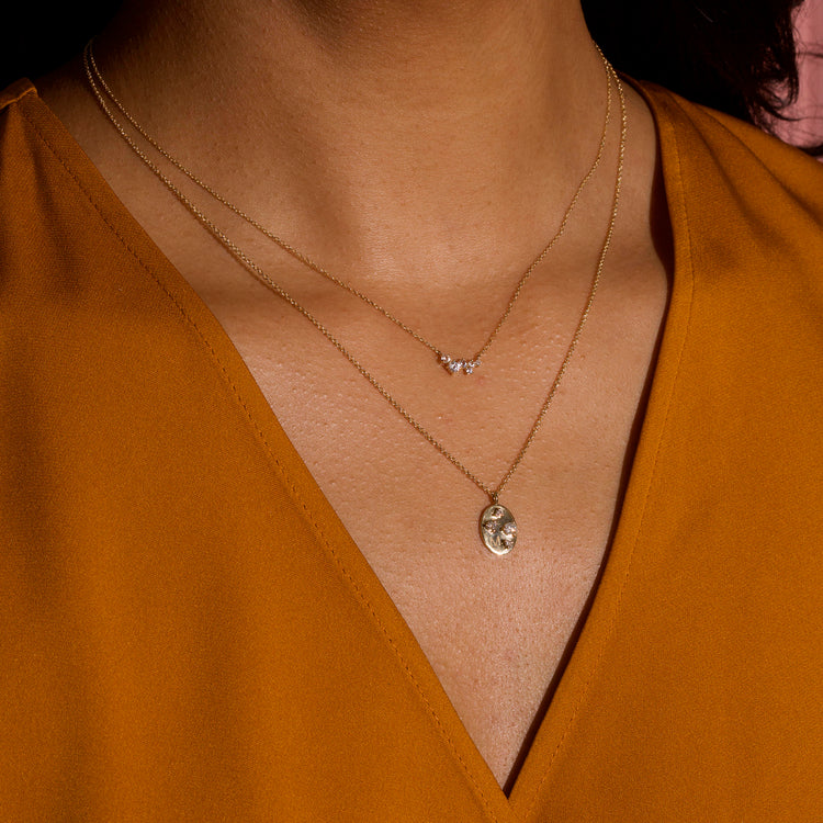 Sapphire Shimmer Cluster Necklace