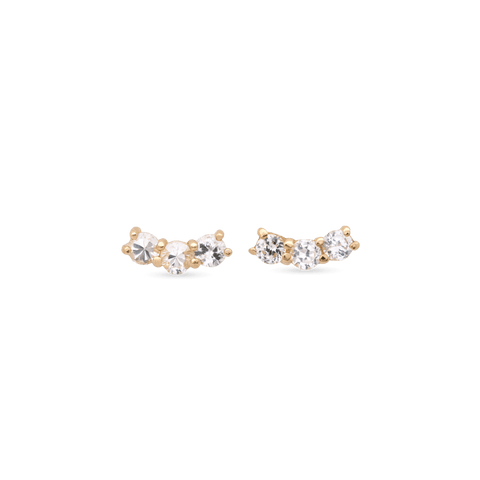 Stone and Strand 10K Yellow Gold Medium Sapphire Shimmer Curve Studs Front Image