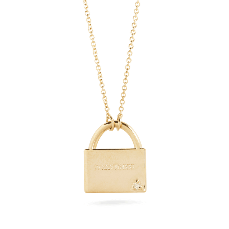 Stone and Strand 10K Yellow Gold Save the Date Necklace Close Up Image