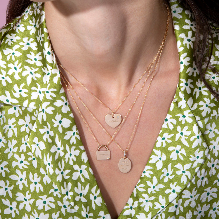 Image of 10K Yellow Gold Save the Date Necklace with Stone and Strand Necklaces