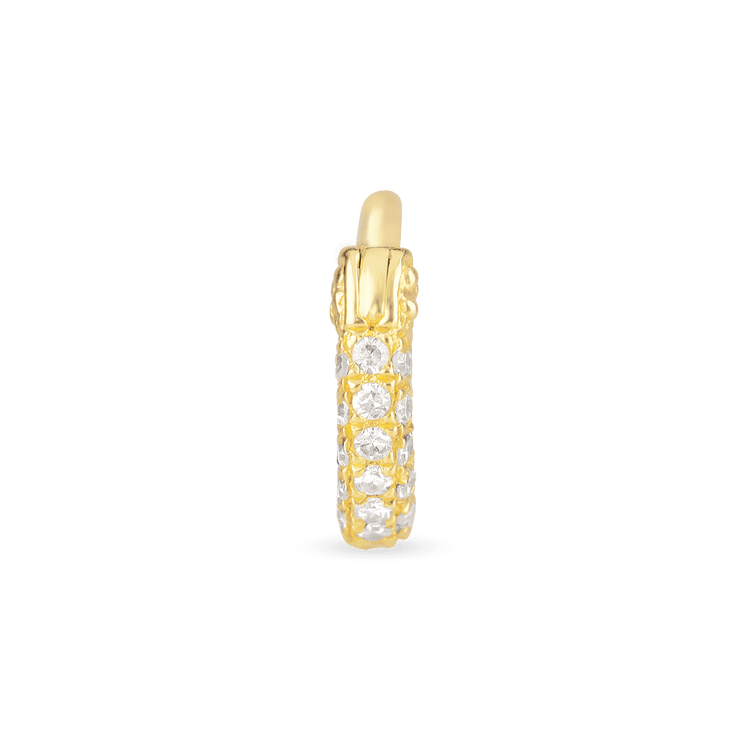Stone and Strand 10K Yellow Gold Second Hole Teeny Round Micro Pave Eternity Diamond Huggie Front Image