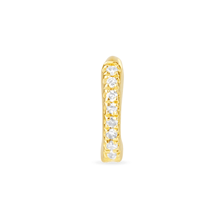 Stone and Strand 10K Yellow Gold Second Hole Teeny White Diamond Pave Eternity Huggie Front Image