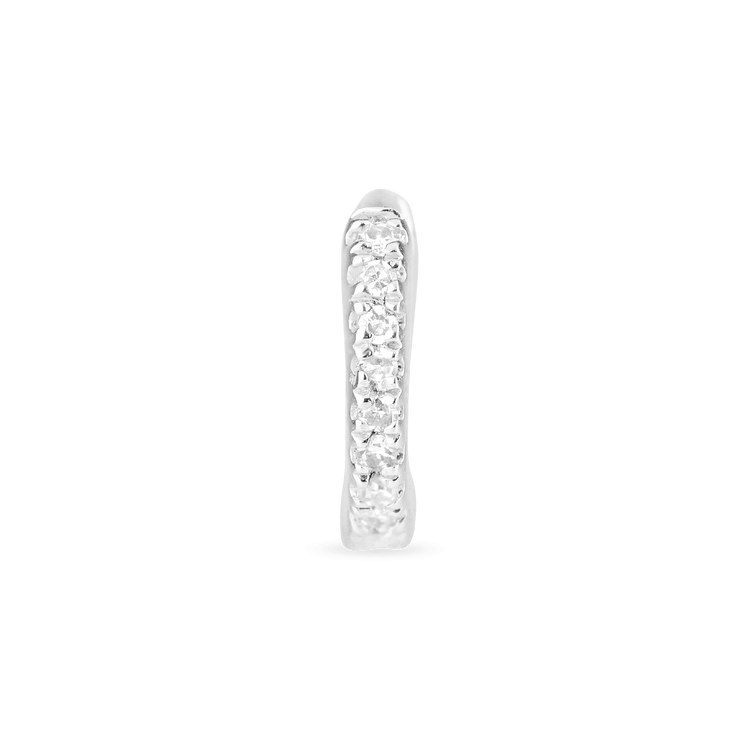 Stone and Strand 10K White Gold Second Hole Teeny White Diamond Pave Eternity Huggie Front Image