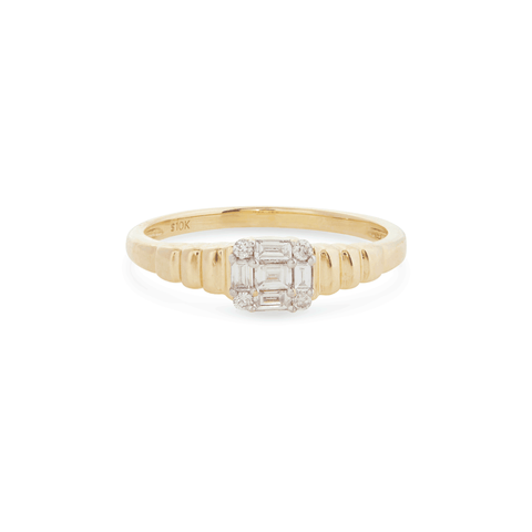 【Stone and Strand】 10ktイエローゴールドリング withダイヤモ Gold and Pave Interlocked Link Ring – STONE AND STRAND