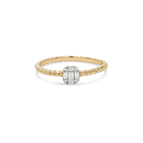 【Stone and Strand】 10ktイエローゴールドリング withダイヤモ Gold and Pave Interlocked Link Ring – STONE AND STRAND