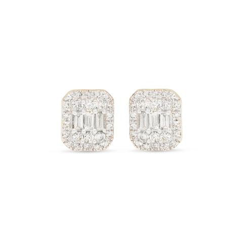 Stone and Strand 10K Yellow Gold Deluxe Shield of Strength Diamond Studs Front Image