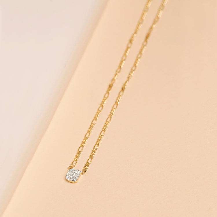 Stone and Strand 10K Yellow Gold Tiny Shield of Strength Diamond Necklace Editorial Image