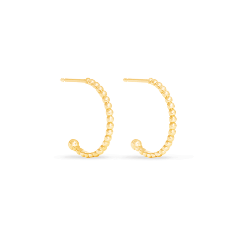 Stone and Strand 10K Yellow Gold Small Beaded Hoop Front Image