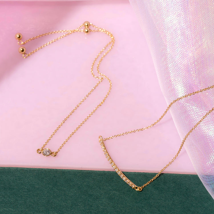 Still life image of Tiny Diamond Slider Bracelet with Stone and Strand solid gold jewelry