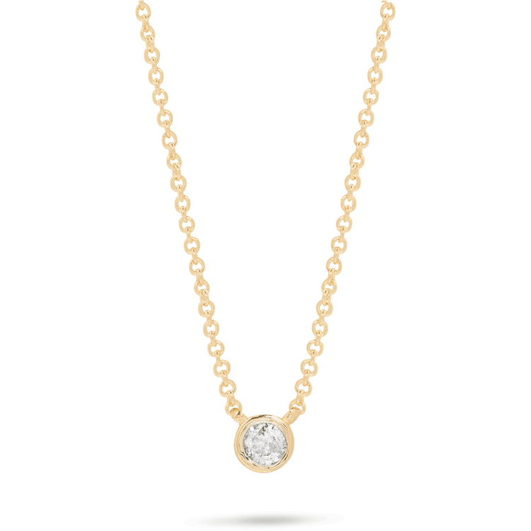 Stone and Strand 10K Yellow Gold Small Round Diamond Necklace Close Up Image