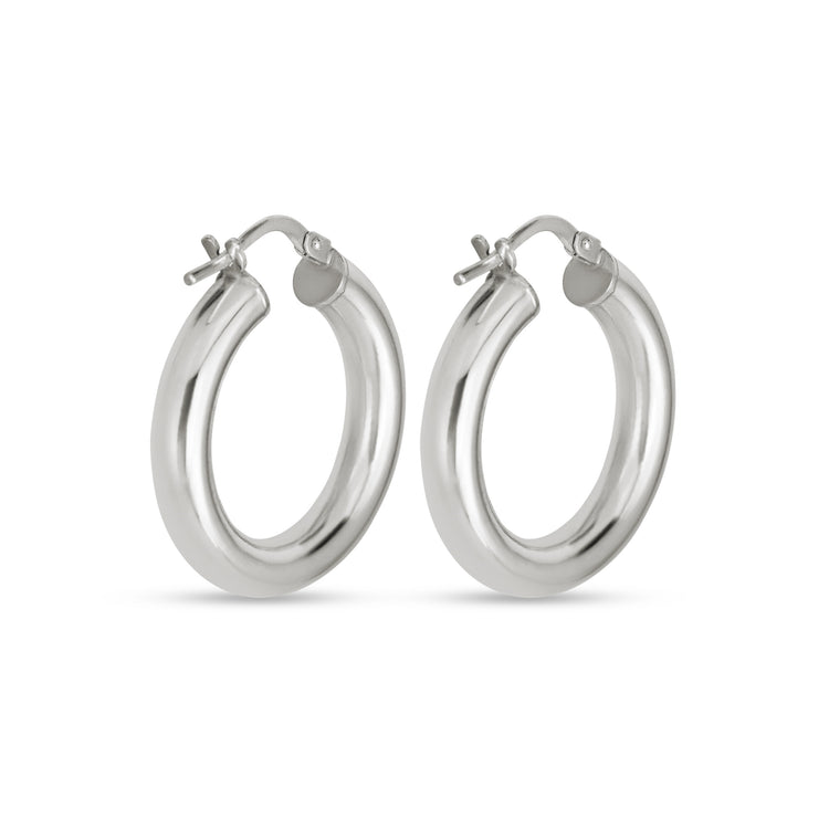 Small Silver Hollow Hoops