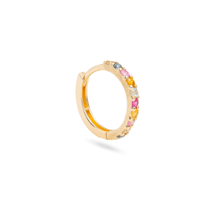 Stone and Strand 14K Yellow Gold Somewhere Over The Rainbow Gemstone Huggie Side Image