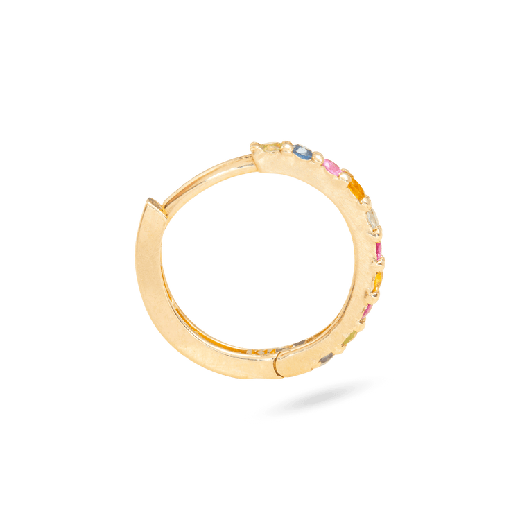 Stone and Strand 14K Yellow Gold Somewhere Over The Rainbow Gemstone Huggie Side Image