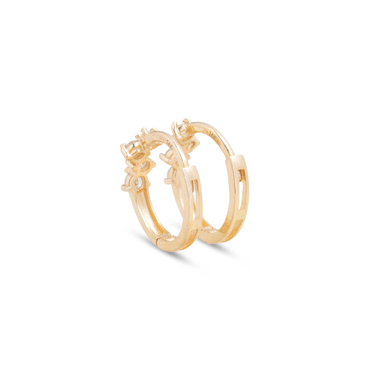 Stone and Strand 14K Yellow Gold Dainty Sparkle Diamond Cluster Huggies Rear Image