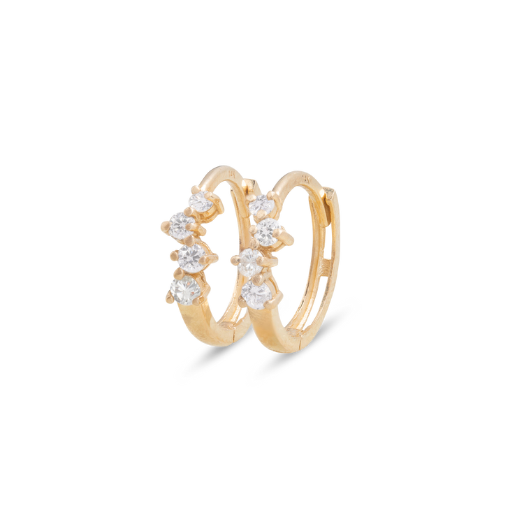 Stone and Strand 14K Yellow Gold Dainty Sparkle Diamond Cluster Huggies Side Image