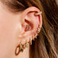 Image of 14K Yellow Gold Dainty Sparkle Diamond Cluster Huggies with Stone and Strand Earrings