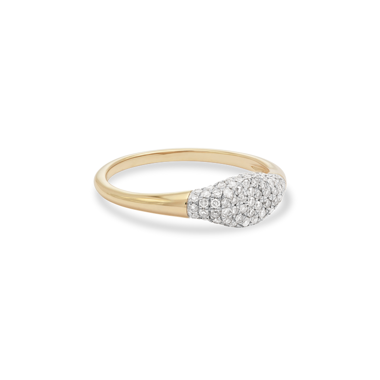 Stone and Strand 10K Yellow Gold Fine Sparkle Mini Signet Diamond Ring Side Image