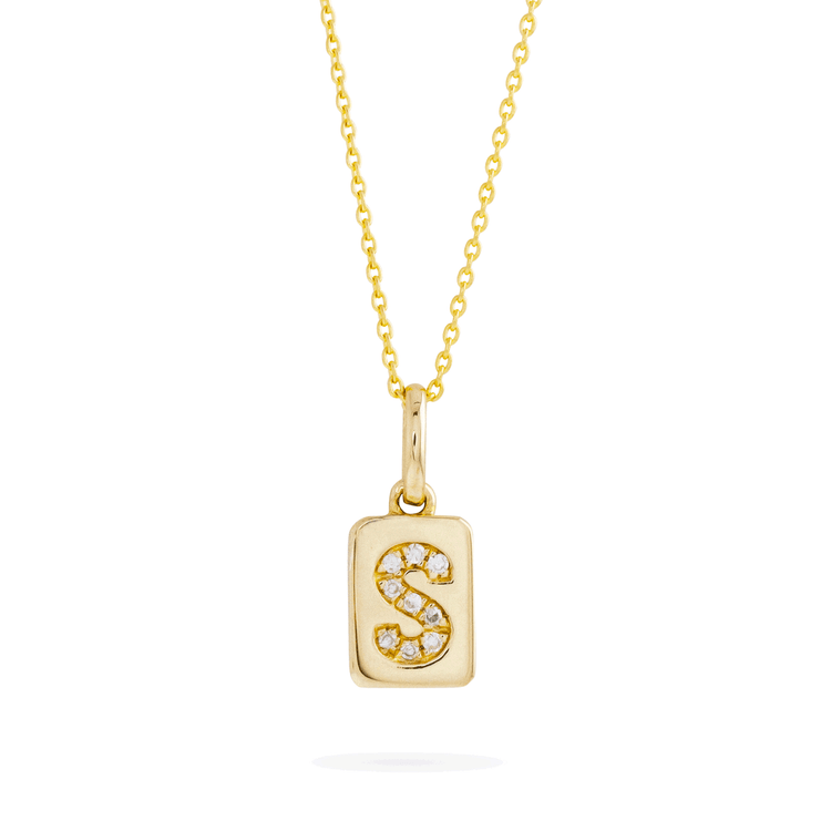 Spell It Out Diamond Initial Dog Tag Necklace