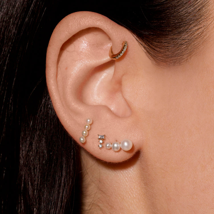 Stacked deals pearl earrings