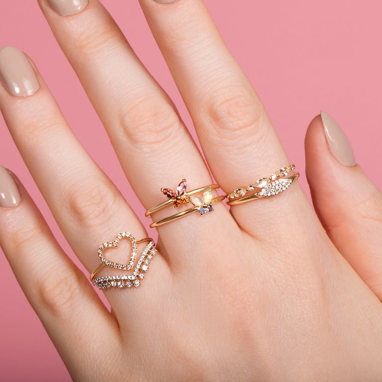 Strawberry Sunset Butterfly Ring