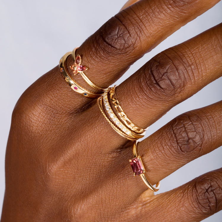 Strawberry Sunset Butterfly Ring