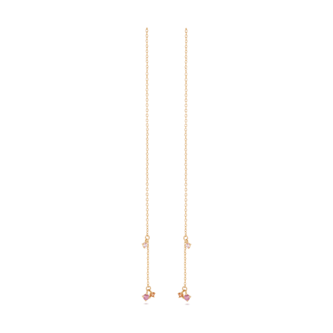 Stone and Strand 10K Yellow Gold Strawberry Sunset Pink and Orange Sapphire Threaders Front Image