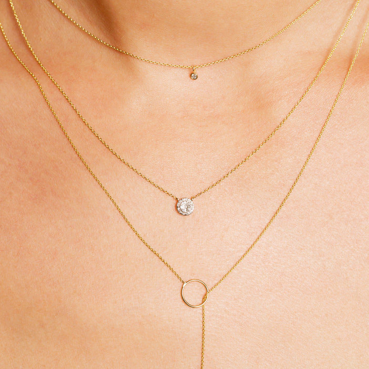 Image of 14K Yellow Gold Strength in Solitude Diamond Necklace with Stone and Strand Necklaces