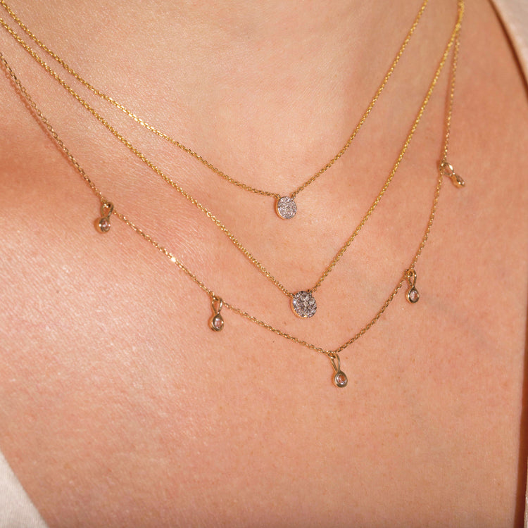 Image of 14K Yellow Gold Strength in Solitude Diamond Necklace with Stone and Strand Necklaces