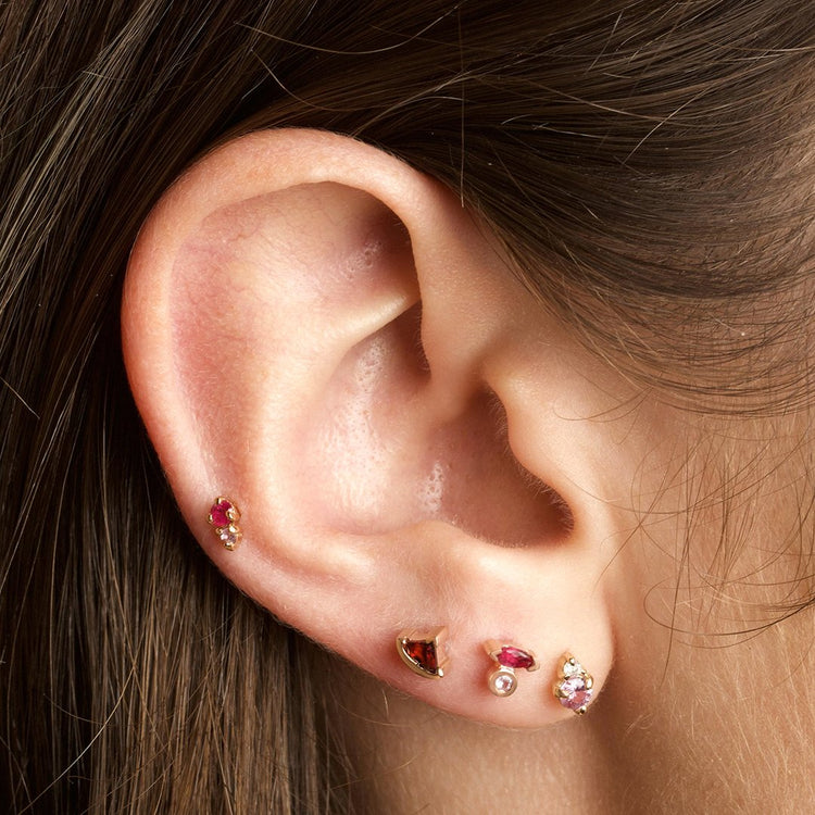 Marquise Ruby and Pink Sapphire Stud