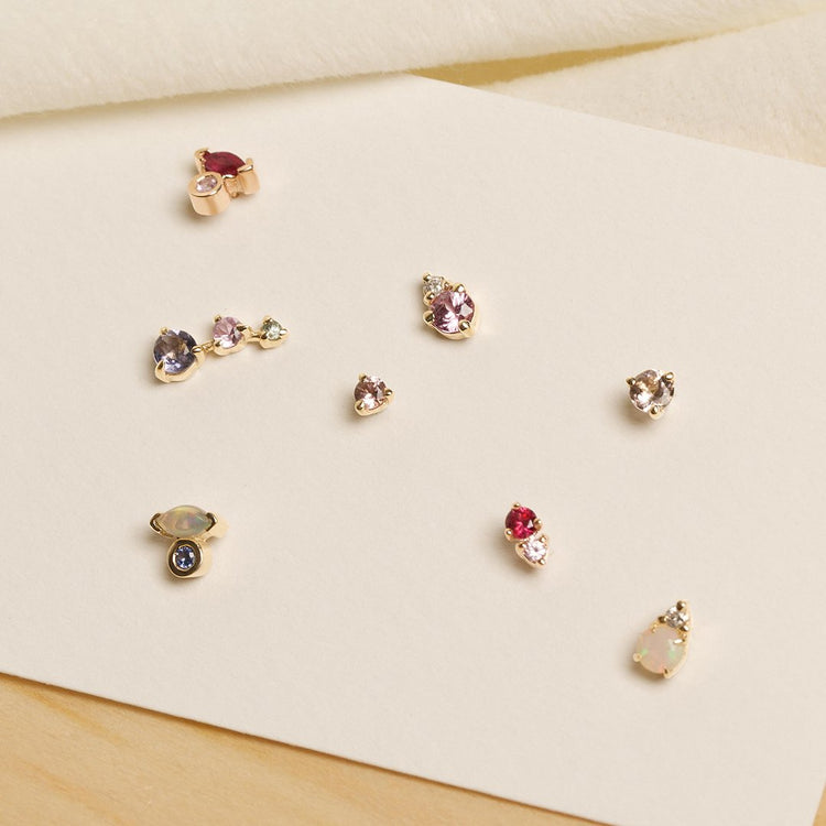 Marquise Ruby and Pink Sapphire Stud