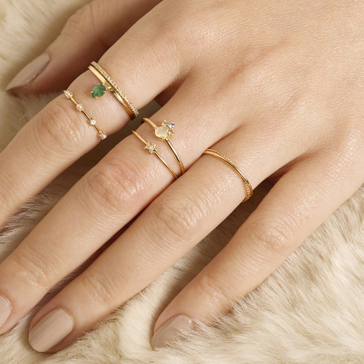 Pear Opal Unicorn Crown Ring