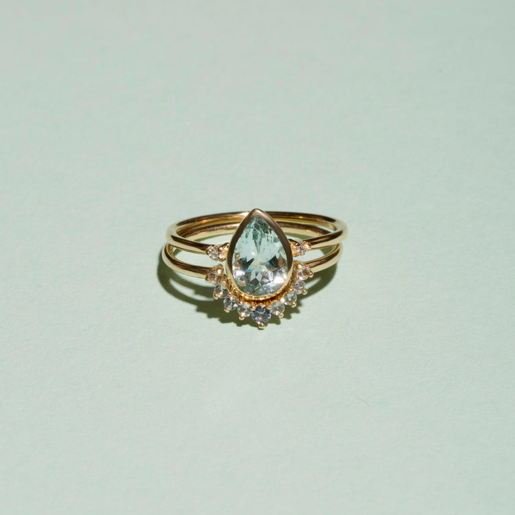 Teardrop Aquamarine Ring Set