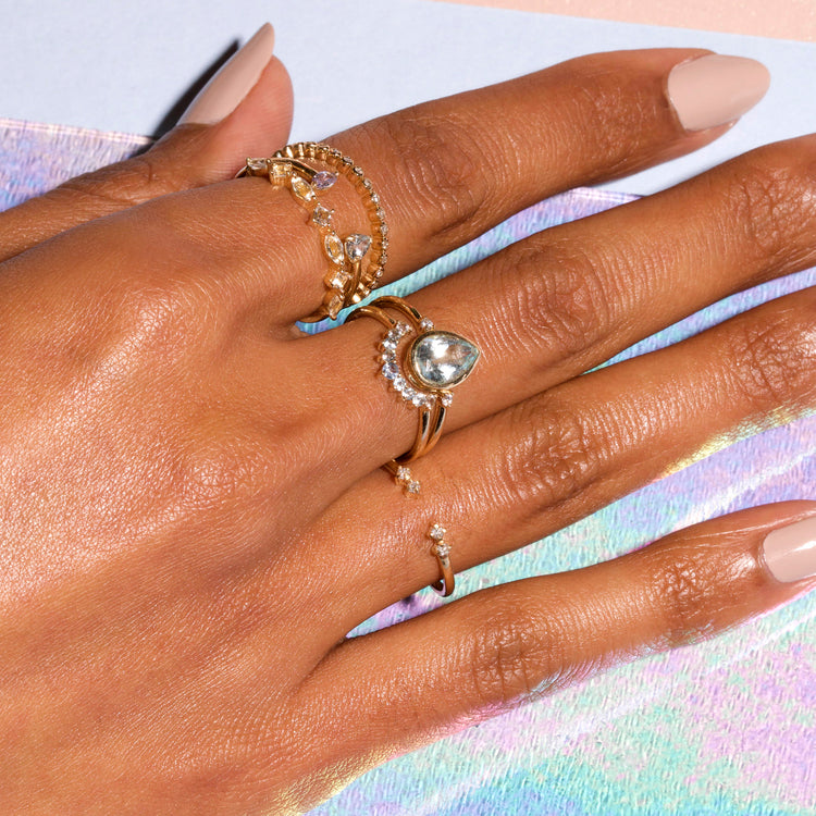 Teardrop Aquamarine Ring Set