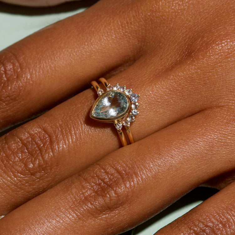 Raw Aquamarine and Moonstone Wedding Ring Set – JadedDesignNYC