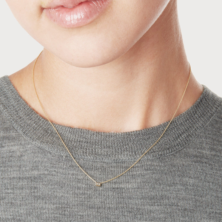Teeny Baguette Diamond Necklace