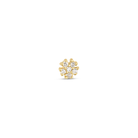 Stone and Strand 14K Yellow Gold Tiny Diamond Flower Stud Front Image