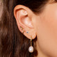 Image of 10K Yellow Gold Teeny Tiny Gold Huggie with Stone and Strand Earrings