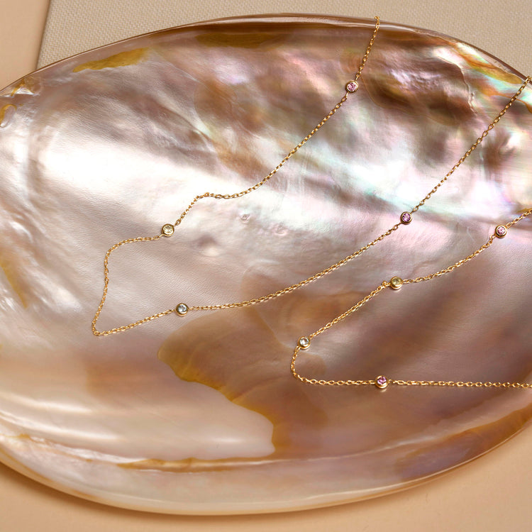 Still life image of Teeny Unicorn Gemstone Quartet Bracelet with Stone and Strand solid gold jewelry