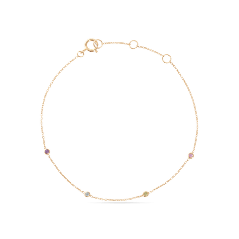 Stone and Strand 14K Yellow Gold Teeny Unicorn Gemstone Quartet Bracelet Front Image