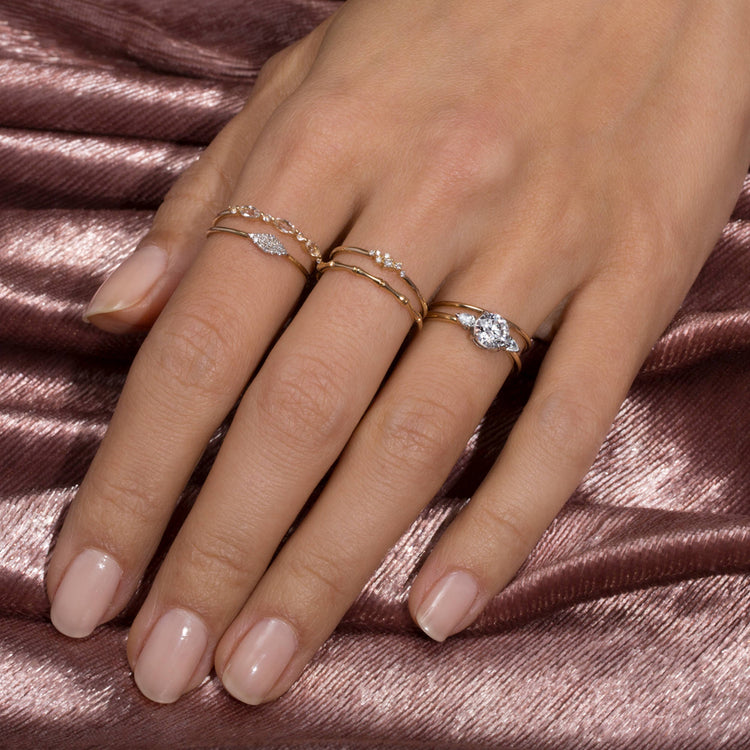 Image of 14K The Amanda Ring In Yellow Gold with Stone and Strand Rings