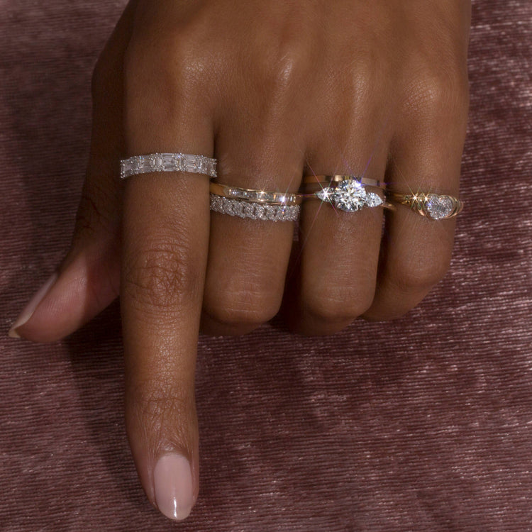 Image of 14K The Amanda Ring In Yellow Gold with Stone and Strand Rings