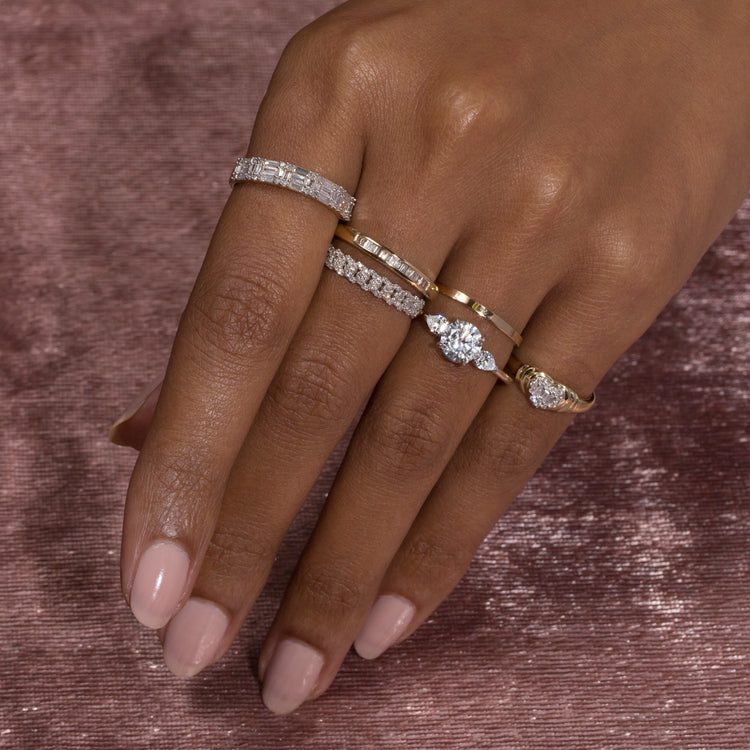 Image of 14K The Amanda Ring In Yellow Gold with Stone and Strand Rings