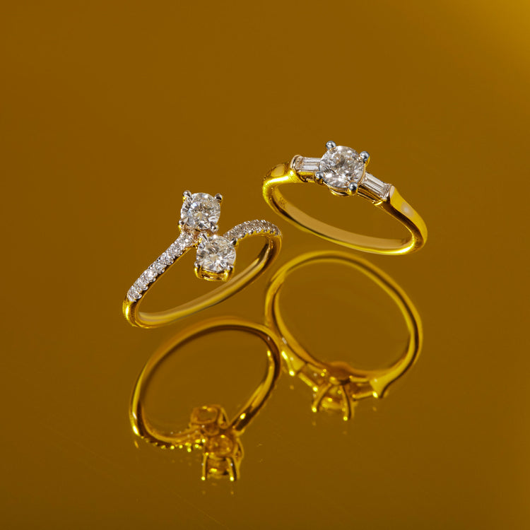 Still life image of The Clara Diamond Ring with Stone and Strand solid gold jewelry