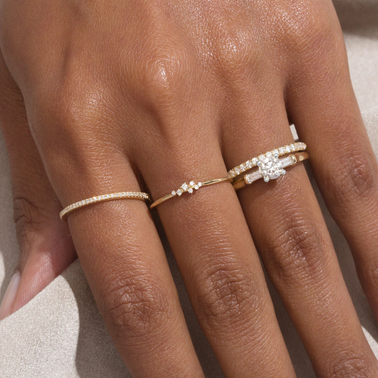 Image of 14K Yellow Gold The Clara Diamond Ring with Stone and Strand Rings