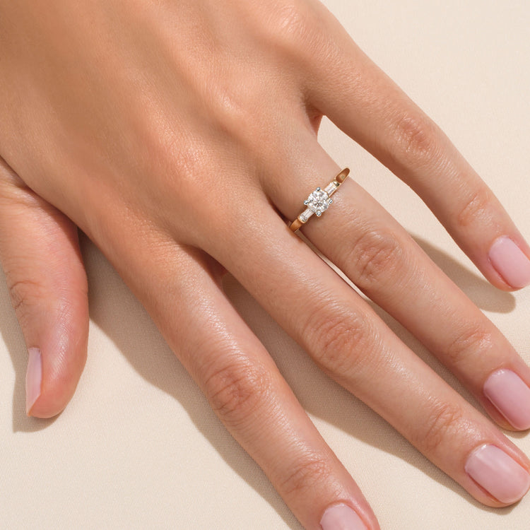 Image of 14K Yellow Gold The Clara Diamond Ring on Models Hand